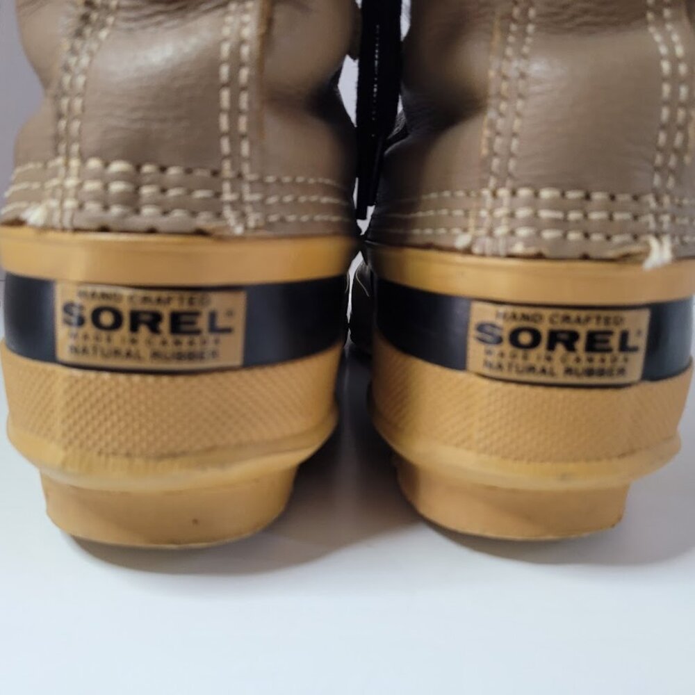 SOREL Wool Lined "Manitou" Womens Size 6 Boots Brown/Black/Yellow Vintage Rare - Picture 7 of 13